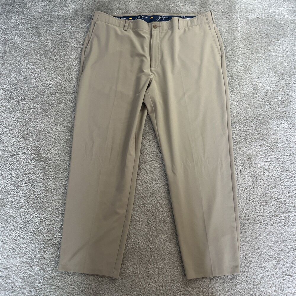 Jack Nicklaus Pants Mens 42x30 Tan Stretch Flat Front Dress Golf Casual